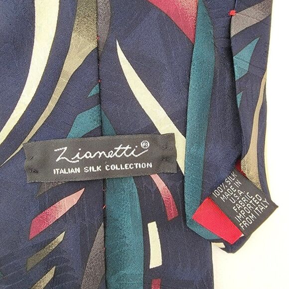 Zianetti Italiian Silk Collection Mens Abstract Pattern Textured Silk Necktie - Picture 4 of 5